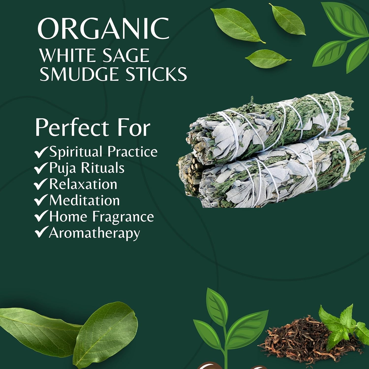 White Sage & Cedar Smudge Stick Bundle – 3 Pack | Sacred Botanical Blends for Ritual, Cleansing & Ceremony