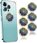 24K gold and silver Flower of Life protection stickers with crystal diamond accents for phones, laptops, and electronics, 6-pack.
