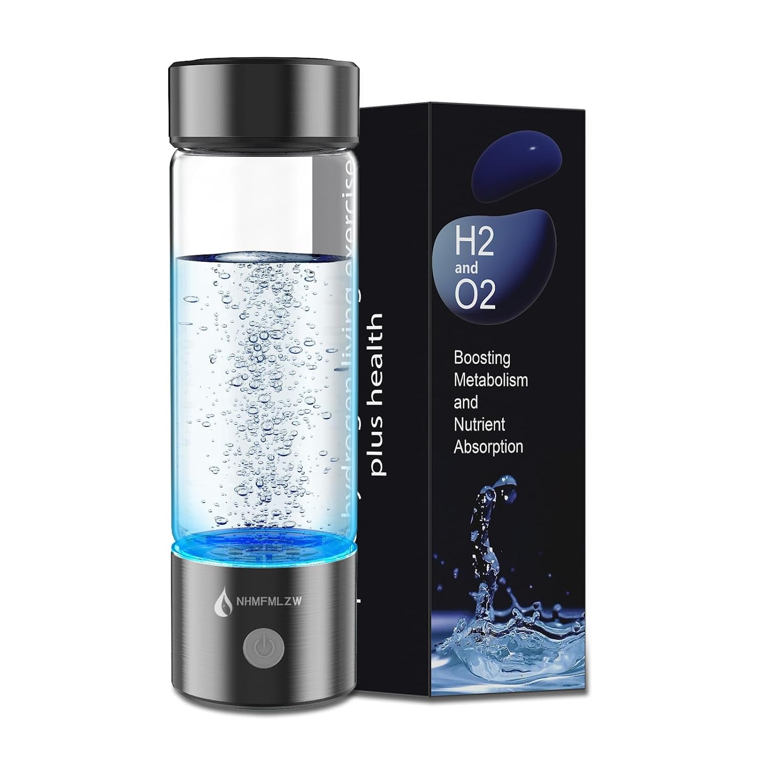 Hydrogen Water Bottle – Portable Ionizer with SPE PEM Tech | 420ml Borosilicate Glass, Rechargeable Base (2025 Upgrade)
