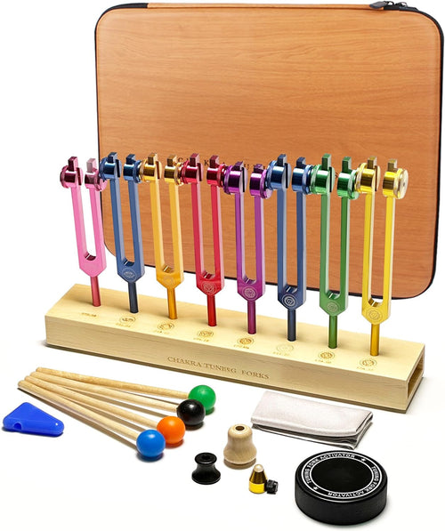8-Piece Chakra Tuning Fork Set – Solfeggio Frequencies for Sound Therapy, DNA Activation & Soul Alignment