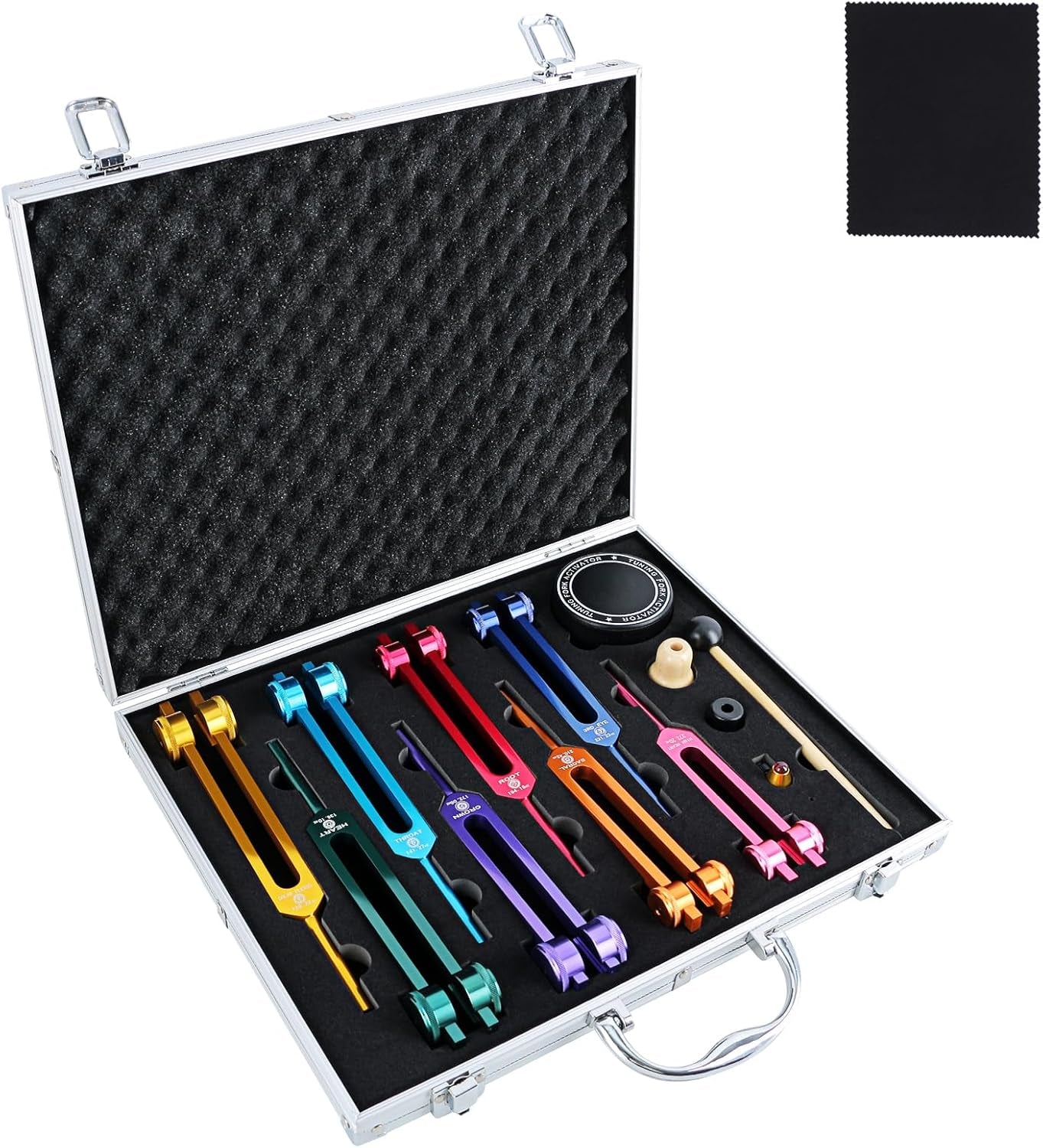 Chakra Tuning Fork Set – Sound Healing Instruments with Mallets, Bases & DNA Activation Frequencies