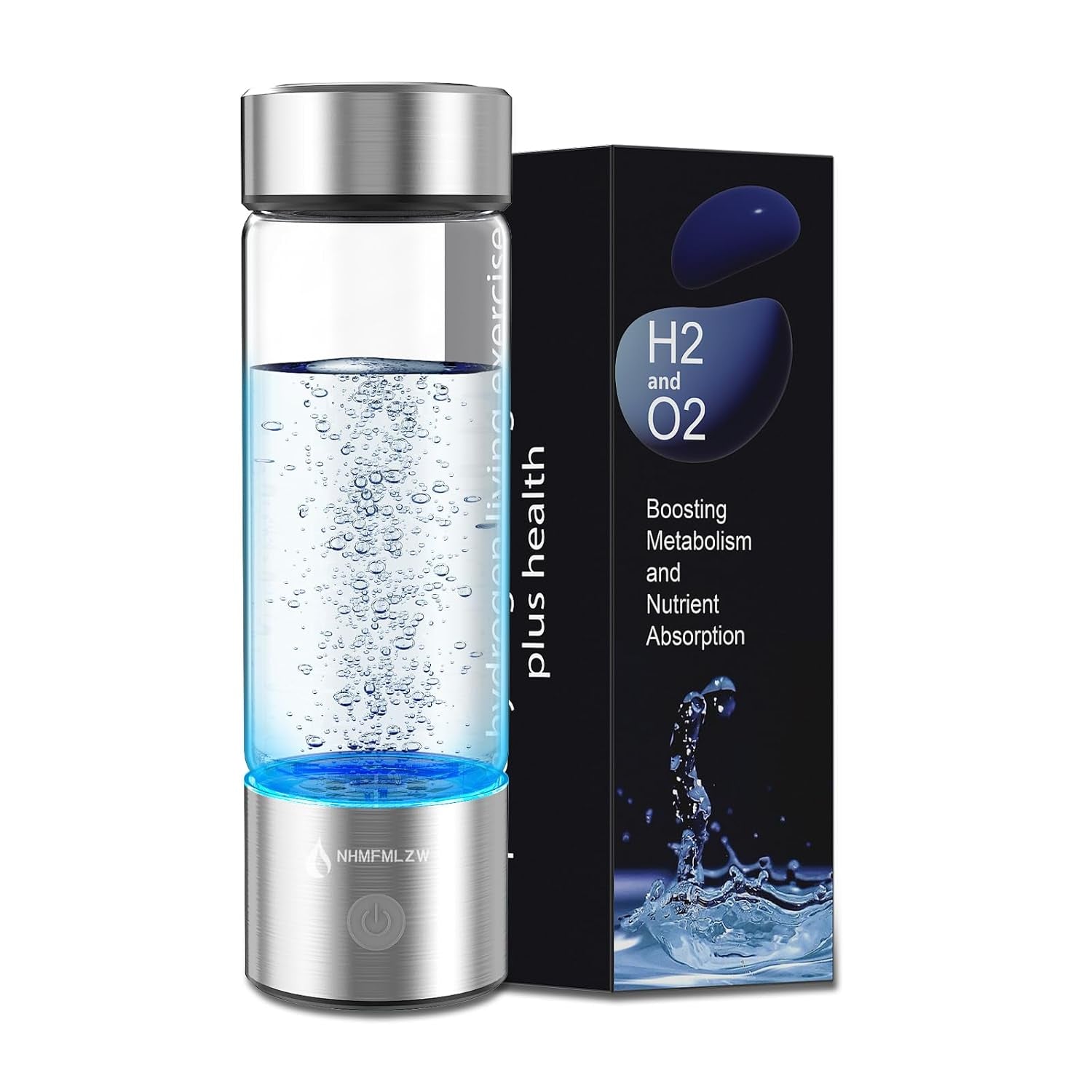 Hydrogen Water Bottle – Portable Ionizer with SPE PEM Tech | 420ml Borosilicate Glass, Rechargeable Base (2025 Upgrade)