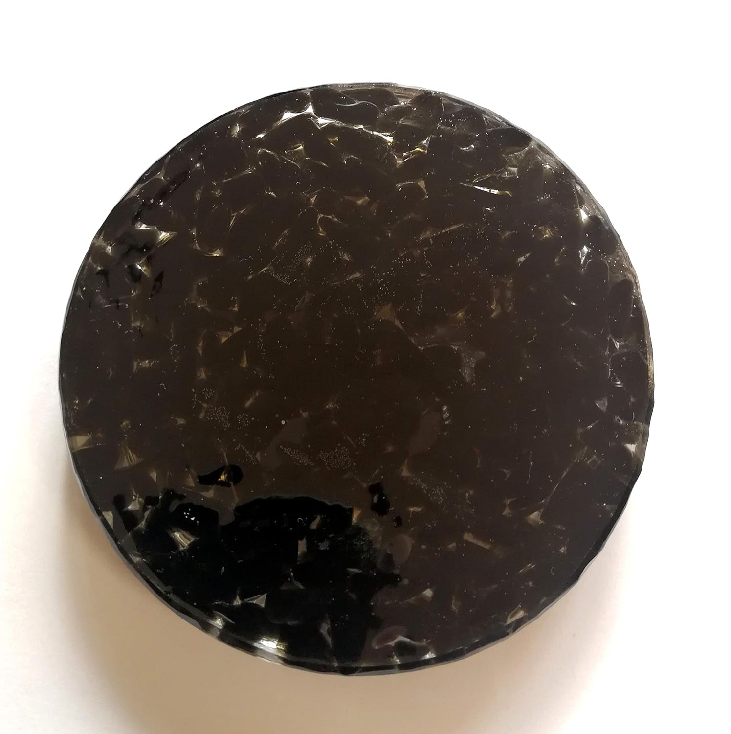 Obsidian Flower of Life Charging Coaster Plate – 4" Crystal Energy Dome for Water & Ritual Tools