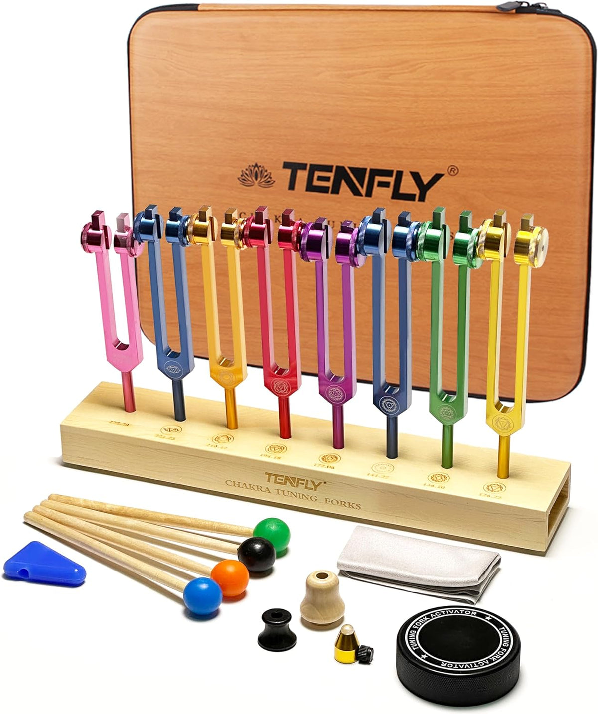 8-Piece Chakra Tuning Fork Set – Solfeggio Frequencies for Sound Therapy, DNA Activation & Soul Alignment