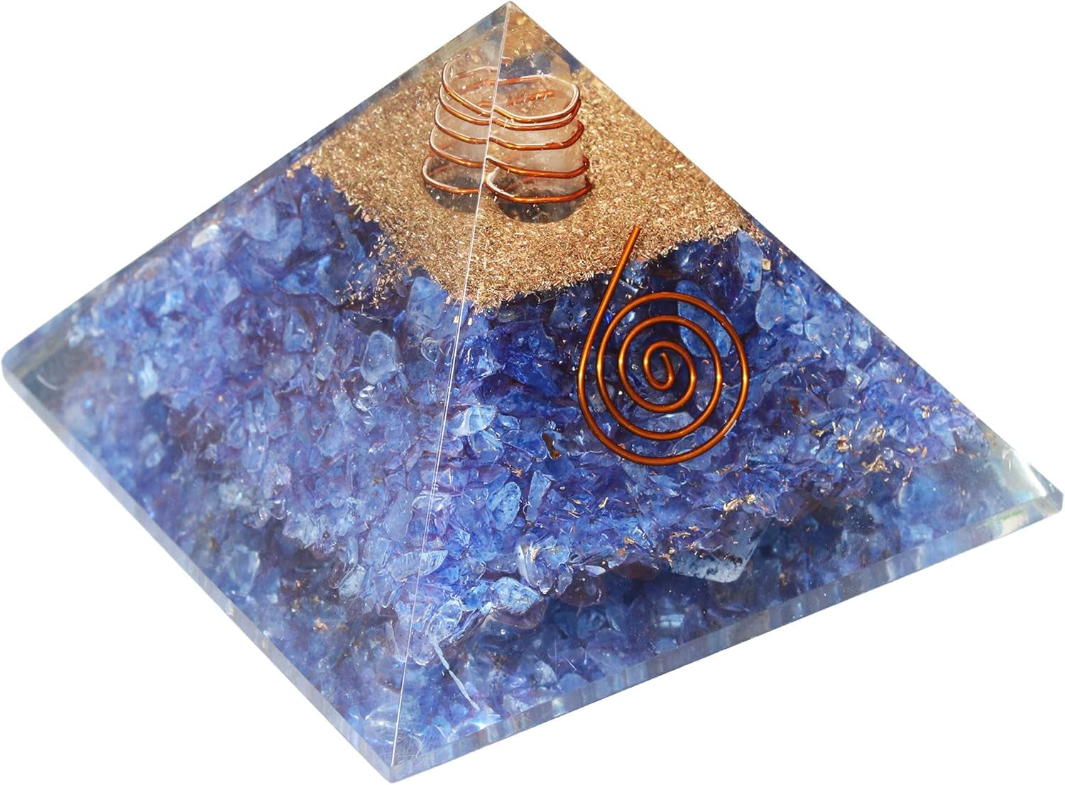 55Mm Orgone Pyramid Rainbow Moonstone Protection Crystals Reiki Healing Stones, Organite Pyramid for Good Luck Gift for Women Men Gemstone Crystal Chakra Charm Orgone Generator Orgonite Collection