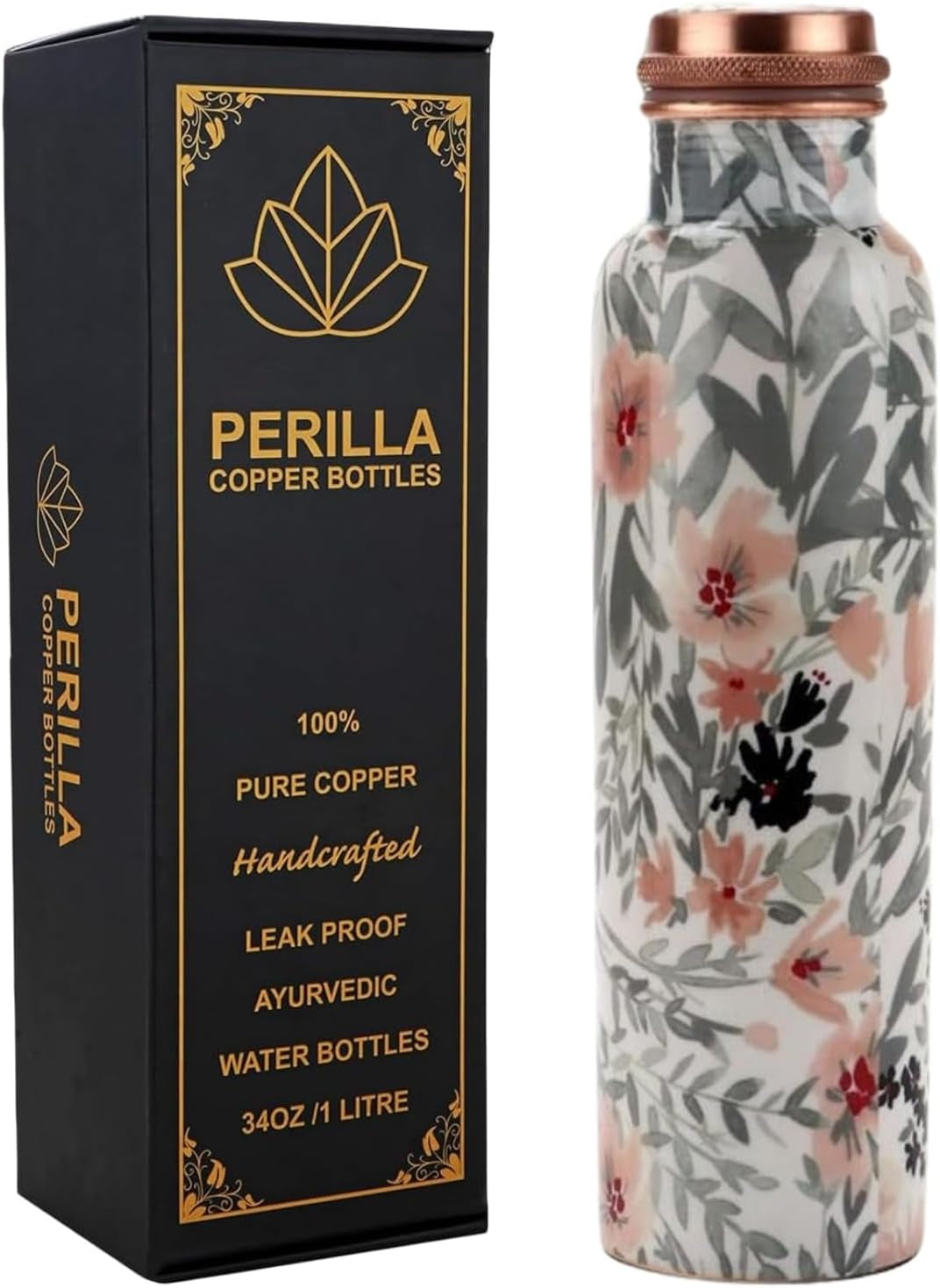 Mystic Copper Vessel – 34 oz Ayurvedic-Inspired Water Bottle 100% Pure Copper | Handcrafted | Leak-Proof |Ready to Go