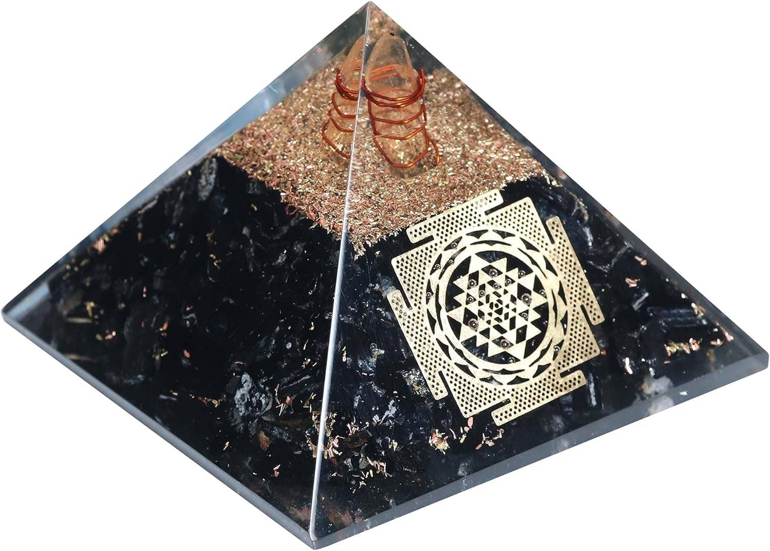 Black Tourmaline Orgone Pyramid Feng Shui Chakra Balancing Crystal Reiki Healing Spiritual Balancing Meditation Good Luck Paper Weights Home Office Decor Size: 2.5-3 Inch