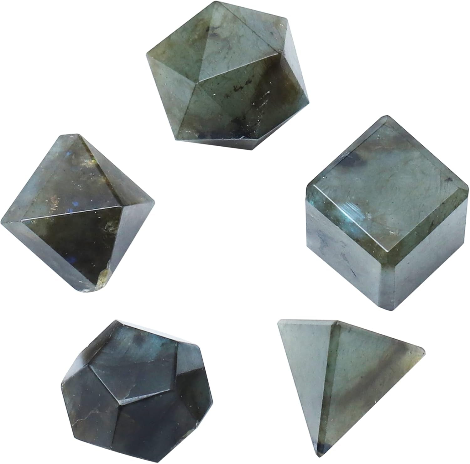Platonic Solid Sacred Geometry Set for Reiki Healing & Chakra Balancing (15-20mm)