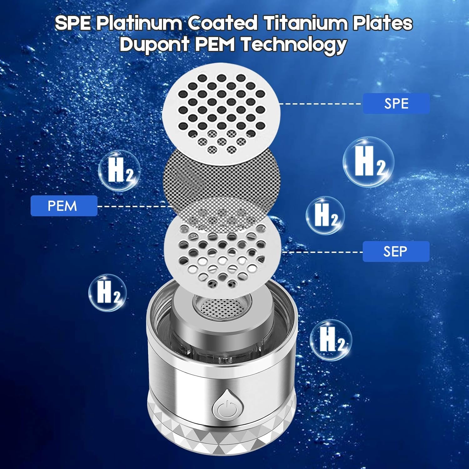 N.P Hydrogen Water Bottle Generator with Dual Chamber & SPE PEM Technology - Up to 1700 PPB