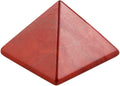 Polished Red Jasper crystal pyramid with rich red tones and natural patterns, displayed with velvet pouch.