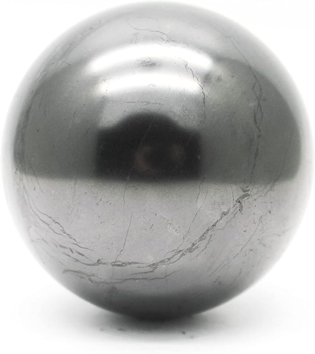 Mystic Shungite set — two stretch bracelets and a polished sphere (30 mm or 50 mm), crafted from authentic Shungite for contemplative adornment