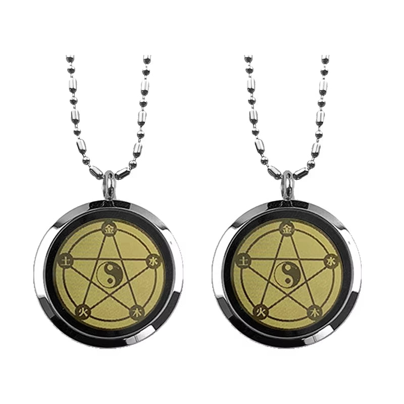 Terahertz Energy pendant — stainless steel unisex necklace with shimmering terahertz stone in mystical cosmic design