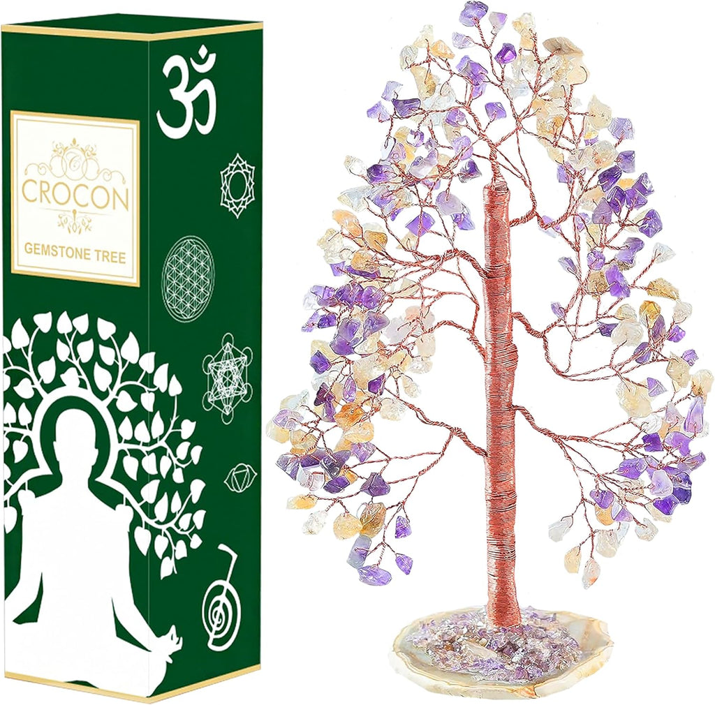 7 Chakra Tree of Life - Crystal Tree for Positive - Gemstone Tree - Seven Chakra Tree Spiritual Wisdom Feng Shui Tree Decor - Handmade - Healing Tree - Attract Good Luck & Charm Gift