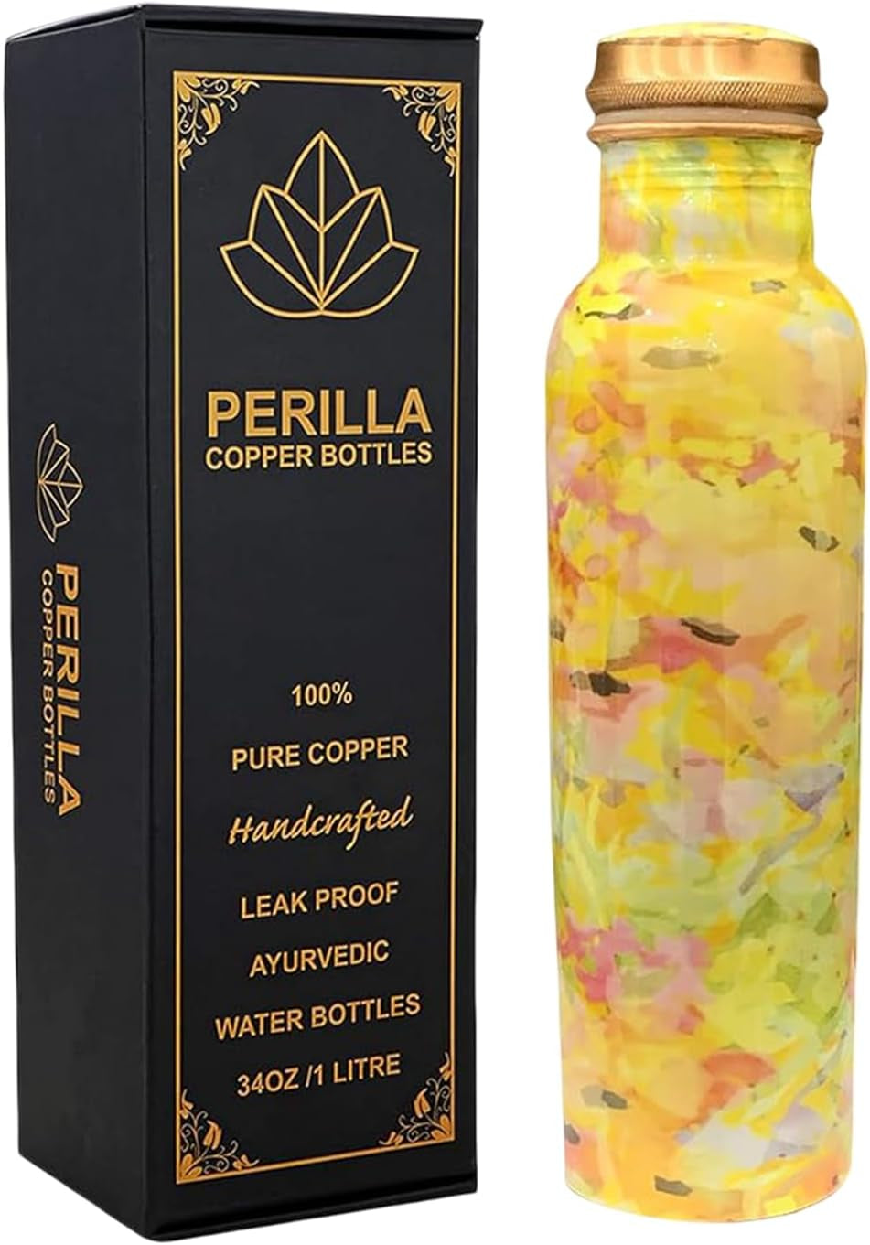 Mystic Copper Vessel – 34 oz Ayurvedic-Inspired Water Bottle 100% Pure Copper | Handcrafted | Leak-Proof |Ready to Go