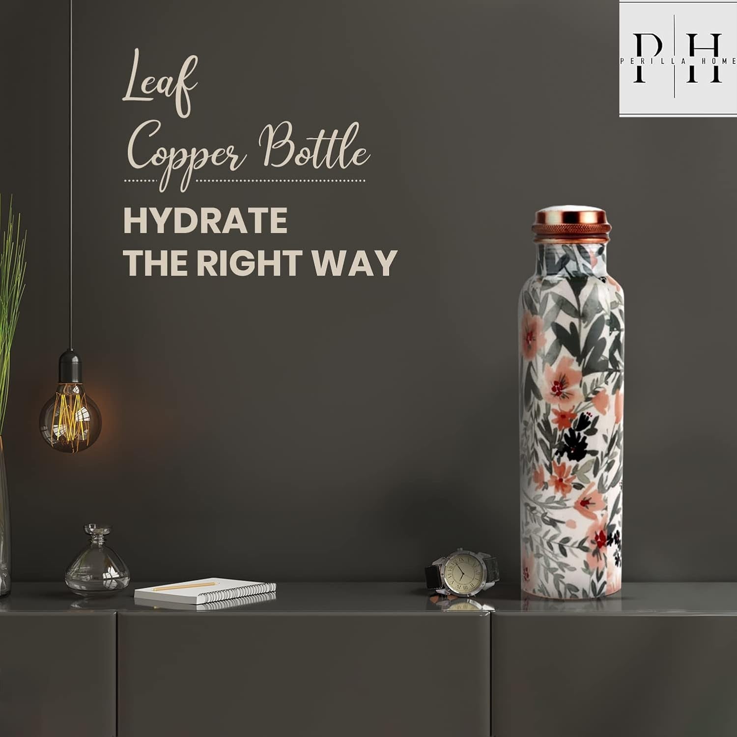 Mystic Copper Vessel – 34 oz Ayurvedic-Inspired Water Bottle 100% Pure Copper | Handcrafted | Leak-Proof |Ready to Go