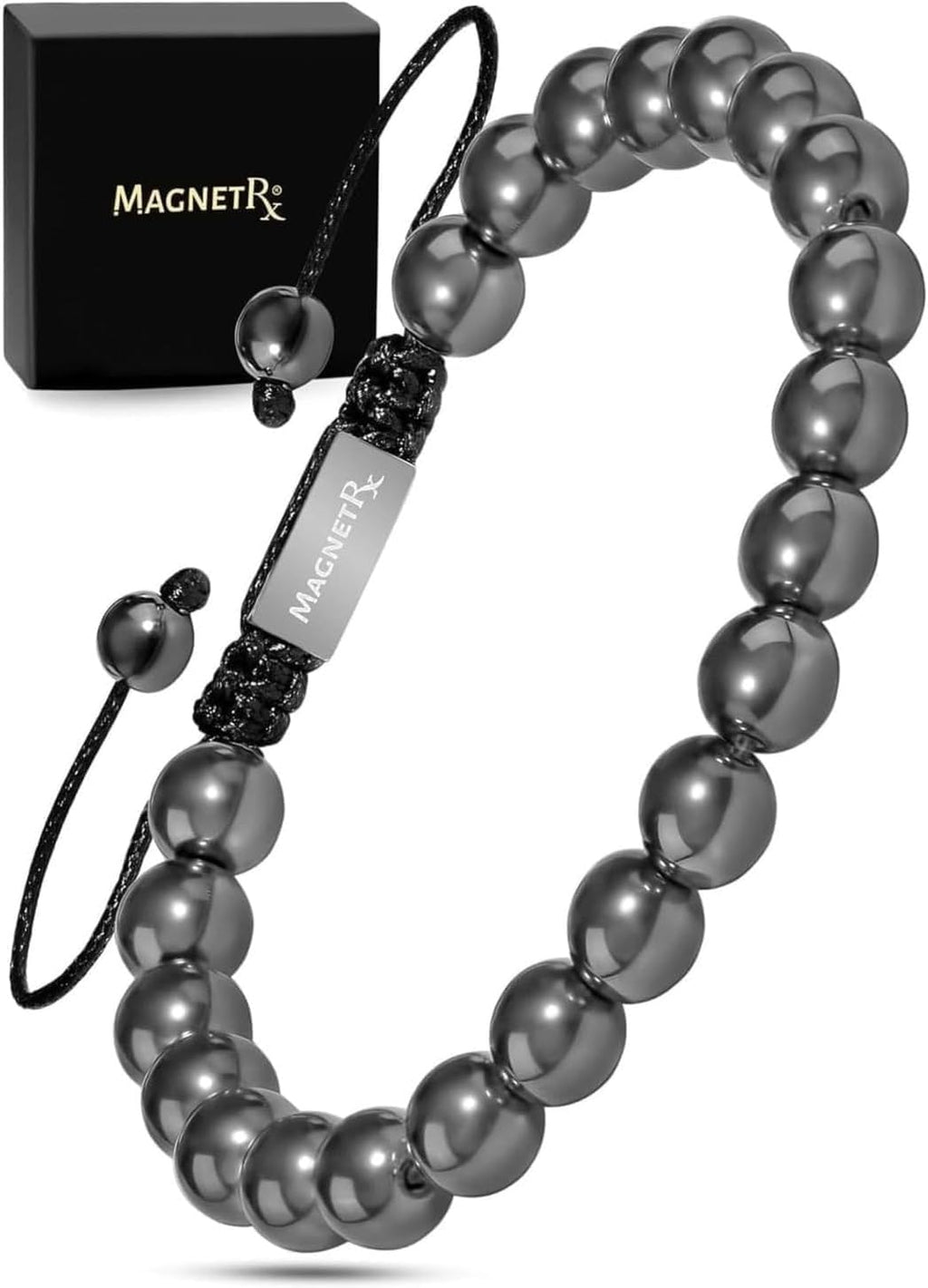 Magnetic Hematite Bracelet | Ultra Strength 8mm Beads with Adjustable Fit & Gift Box