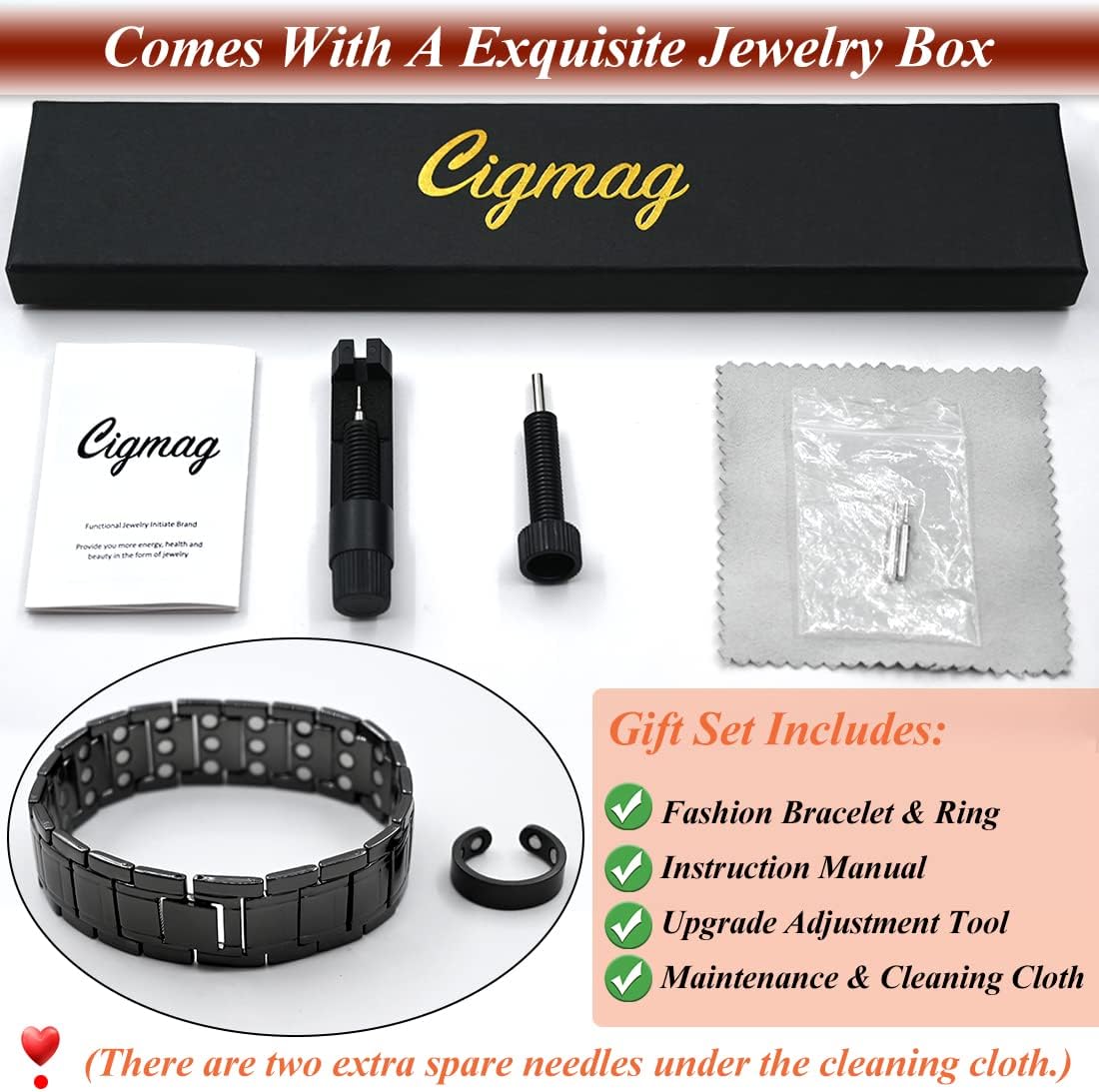 MagnaStyle 3X Copper Bracelet & Ring Set: Ultra-Strength Magnetic Jewelry for Men & Women