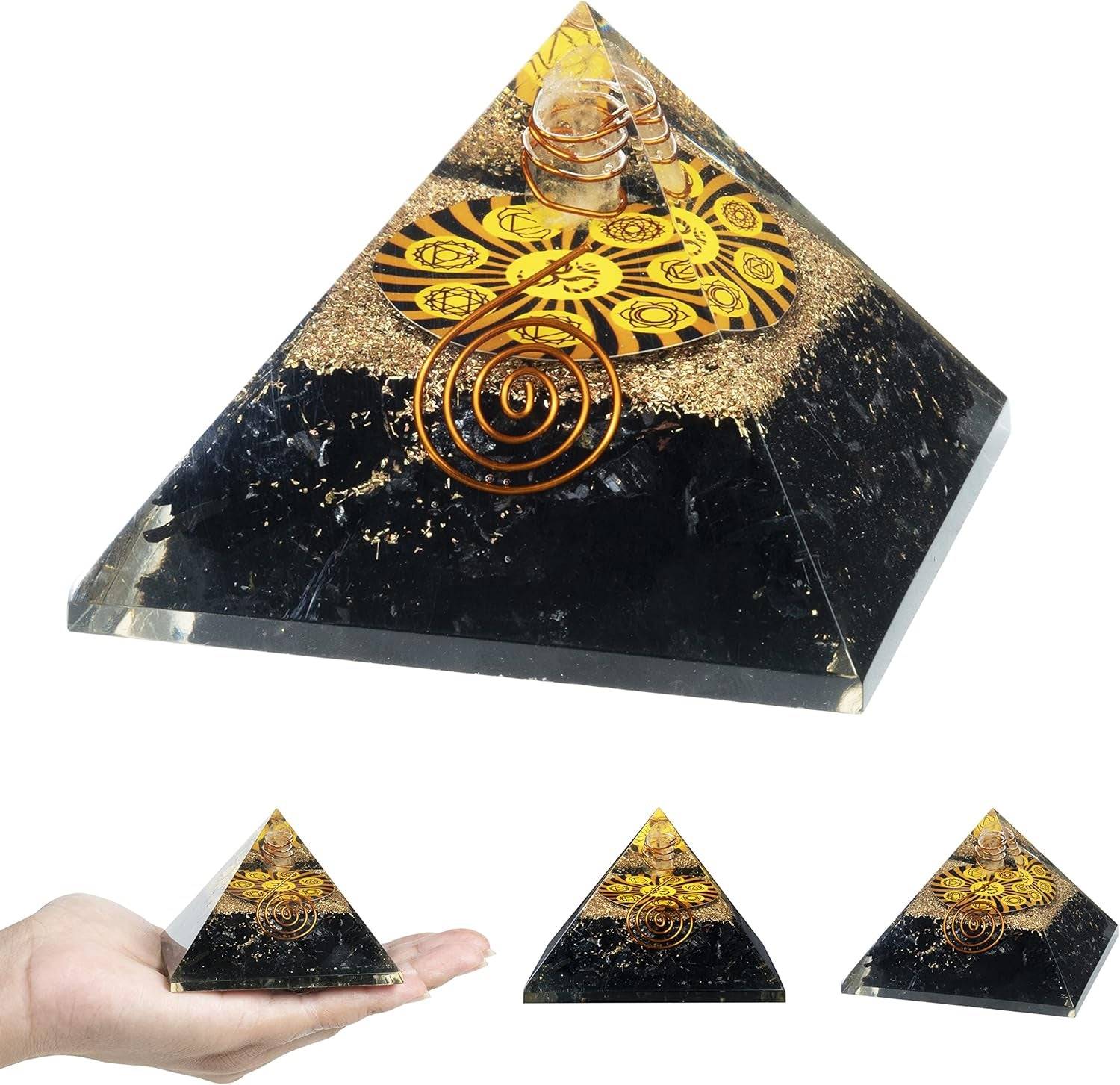 Black Tourmaline Orgone Pyramid Feng Shui Chakra Balancing Crystal Reiki Healing Spiritual Balancing Meditation Good Luck Paper Weights Home Office Decor Size: 2.5-3 Inch