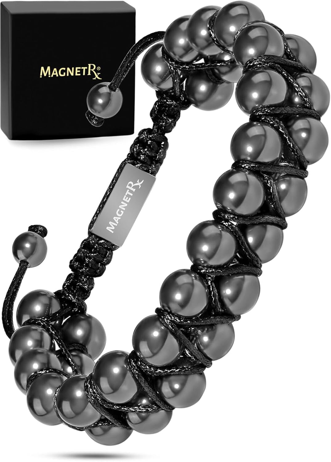 Magnetic Hematite Bracelet | Ultra Strength 8mm Beads with Adjustable Fit & Gift Box
