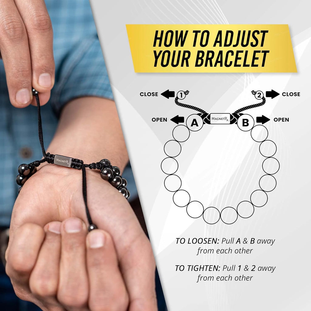 Magnetic Hematite Bracelet | Ultra Strength 8mm Beads with Adjustable Fit & Gift Box