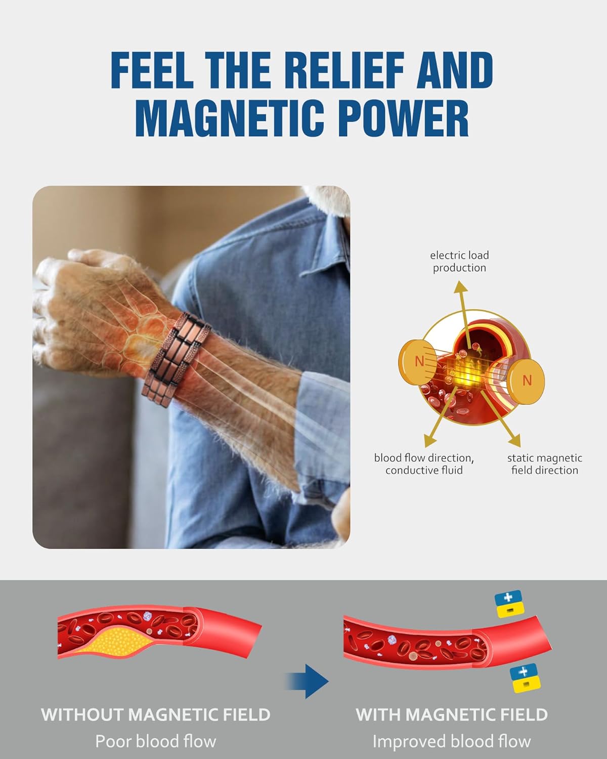 Copper Magnetic Bracelet – Stylish & Durable Wellness Accessory with Fold-Over Clasp & Adjustable Tool