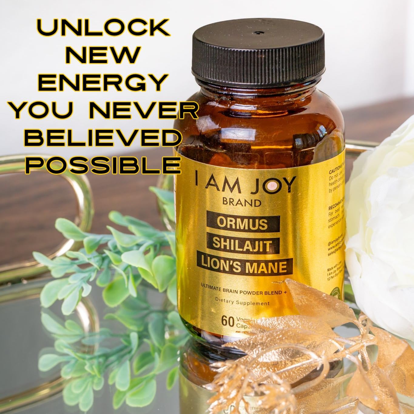 Ormus Shilajit Lion’s Mane – Ultimate Brain & Energy Booster | 24K Monoatomic Gold for Memory, Focus & Creativity (60 Vegan Capsules)
