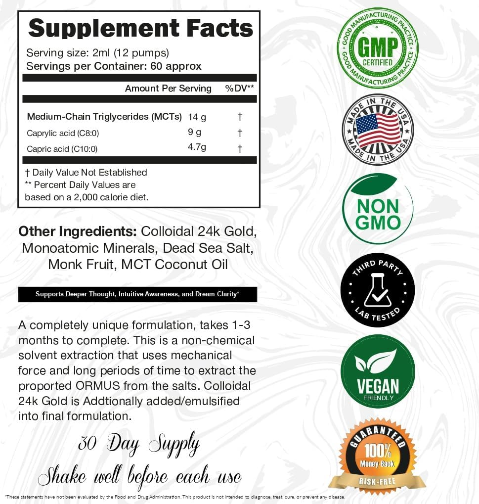Mystic Ormus Gold Oil – Monoatomic Mineral Elixir for Inner Clarity & Energy Flow (4oz)