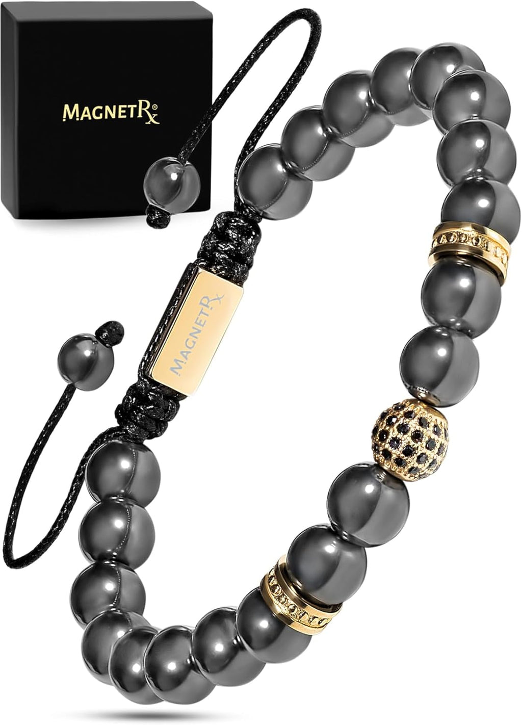 Magnetic Hematite Bracelet | Ultra Strength 8mm Beads with Adjustable Fit & Gift Box