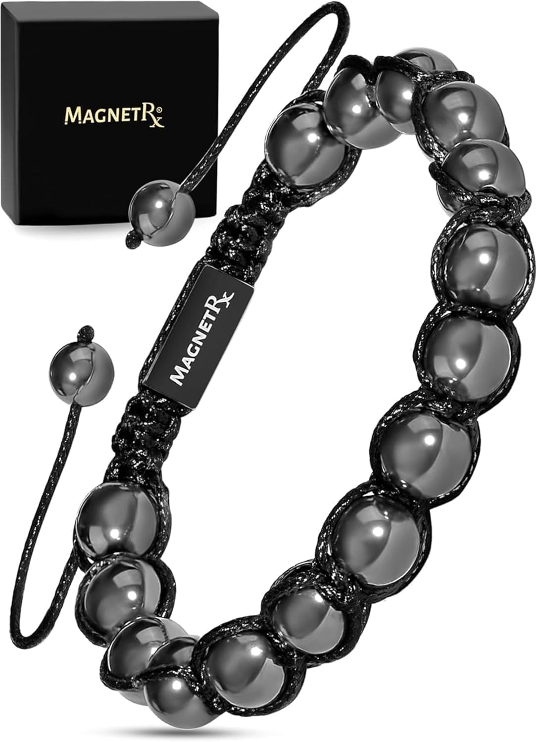 Magnetic Hematite Bracelet | Ultra Strength 8mm Beads with Adjustable Fit & Gift Box