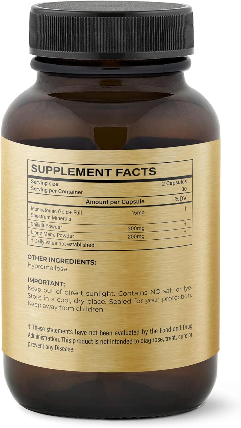 Ormus Shilajit Lion’s Mane – Ultimate Brain & Energy Booster | 24K Monoatomic Gold for Memory, Focus & Creativity (60 Vegan Capsules)