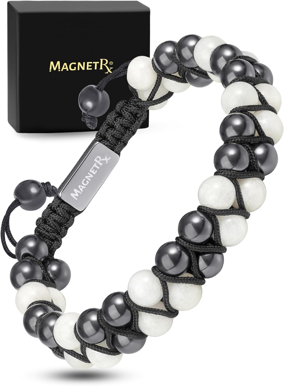 Magnetic Hematite Bracelet | Ultra Strength 8mm Beads with Adjustable Fit & Gift Box