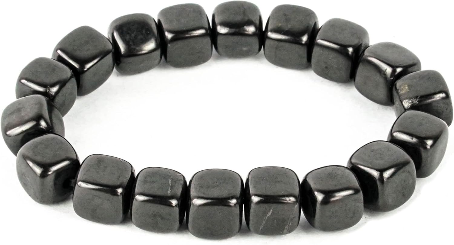 Authentic Shungite Bracelet – Natural Stone Jewelry for Energy Protection & Wellness | Unisex Stretch Bracelet for Balance & Grounding