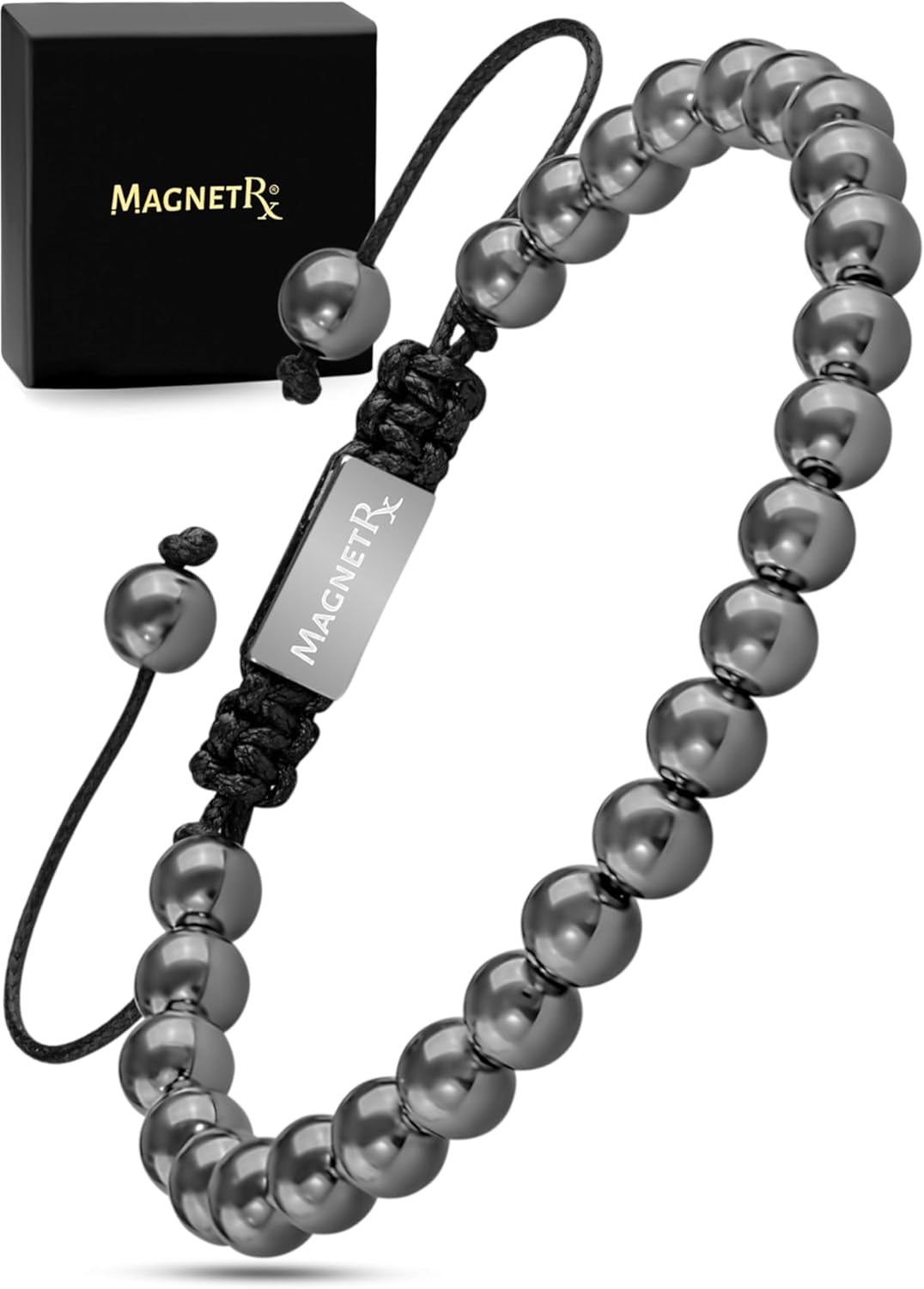 Magnetic Hematite Bracelet | Ultra Strength 8mm Beads with Adjustable Fit & Gift Box