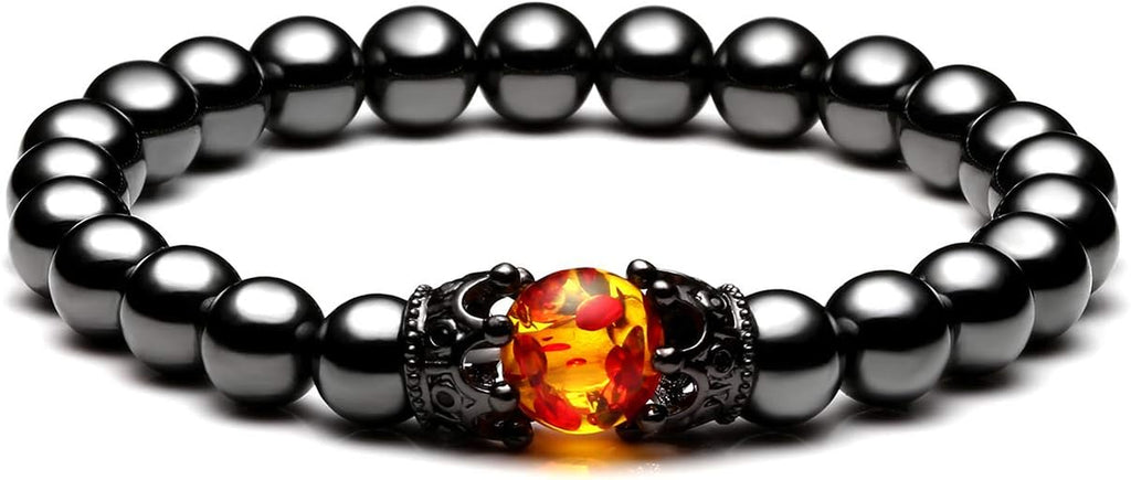 Grounded Trio bracelet set featuring black obsidian, hematite, and tiger’s eye beads on stretch cord; includes two matching bracelets
