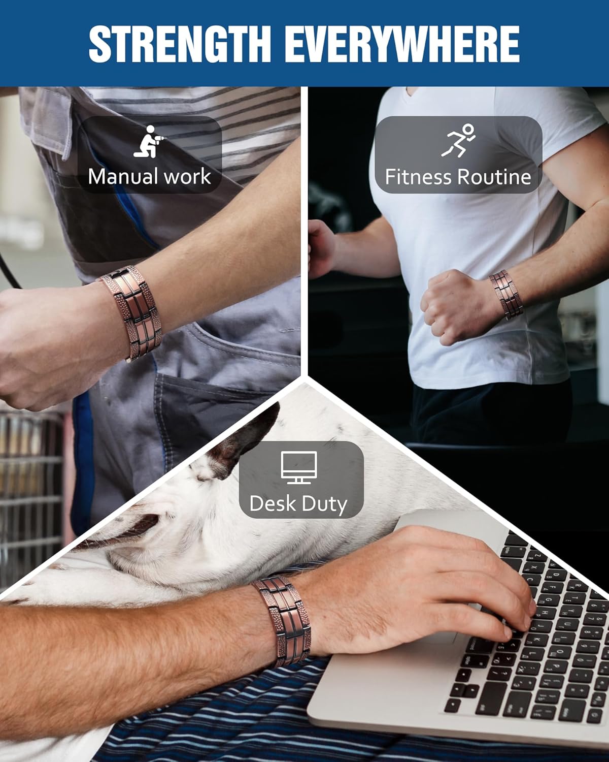 Copper Magnetic Bracelet – Stylish & Durable Wellness Accessory with Fold-Over Clasp & Adjustable Tool