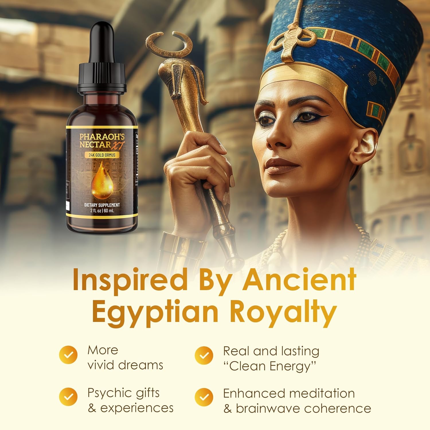 Pharaoh’s Nectar XT | 24K Ormus Gold Elixir Inspired by Ancient Egyptian Alchemy