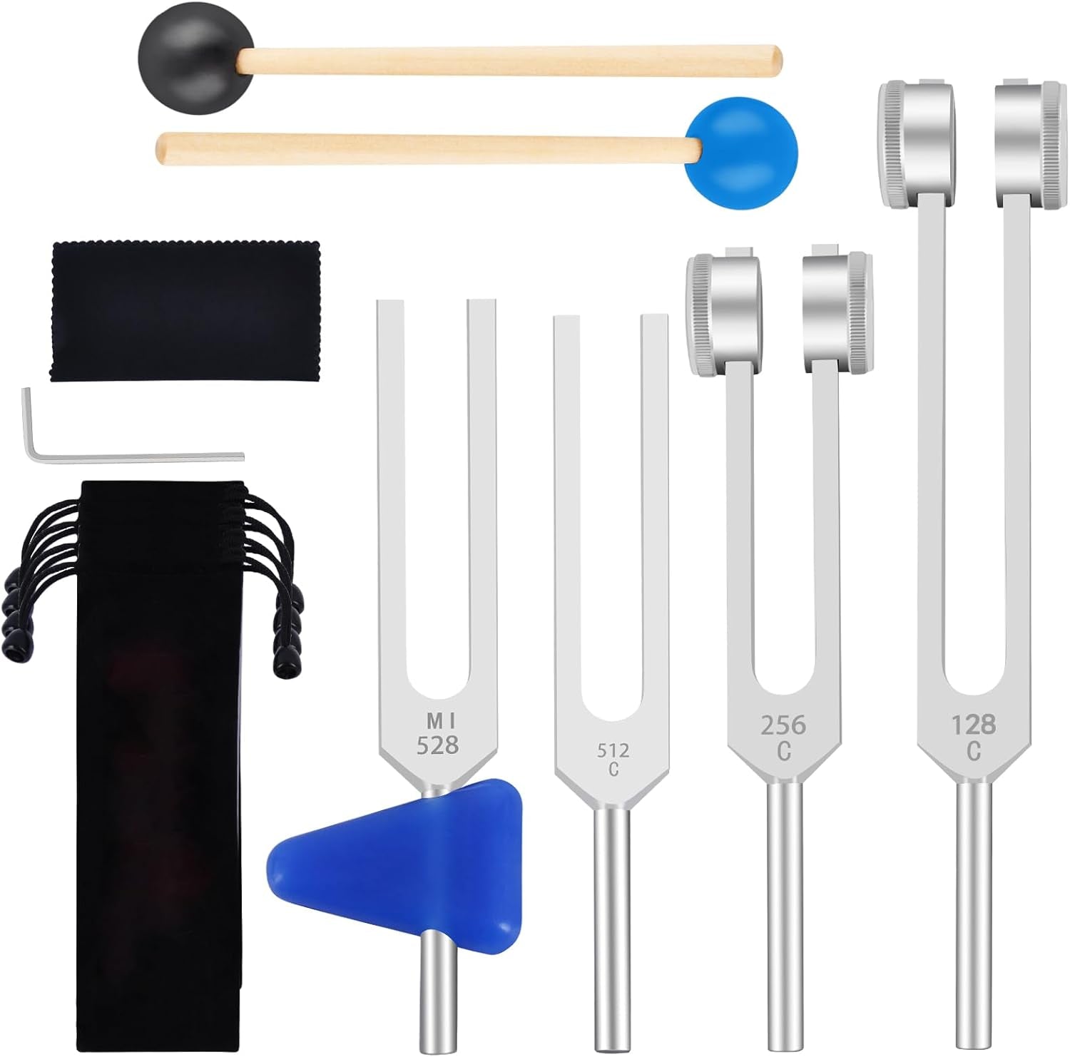 Chakra Tuning Fork Set – Sound Healing Instruments with Mallets, Bases & DNA Activation Frequencies
