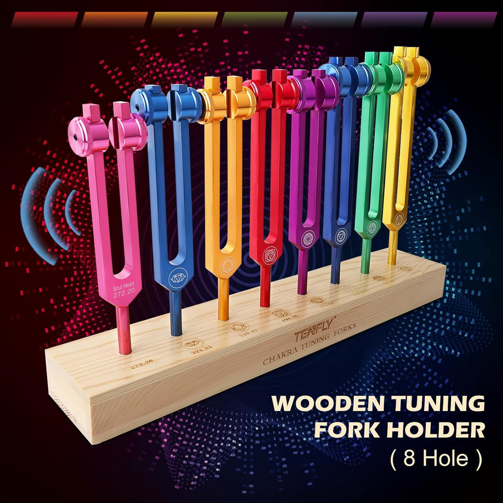 8-Piece Chakra Tuning Fork Set – Solfeggio Frequencies for Sound Therapy, DNA Activation & Soul Alignment