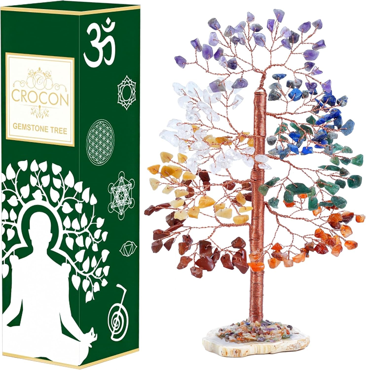 7 Chakra Tree of Life - Crystal Tree for Positive - Gemstone Tree - Seven Chakra Tree Spiritual Wisdom Feng Shui Tree Decor - Handmade - Healing Tree - Attract Good Luck & Charm Gift