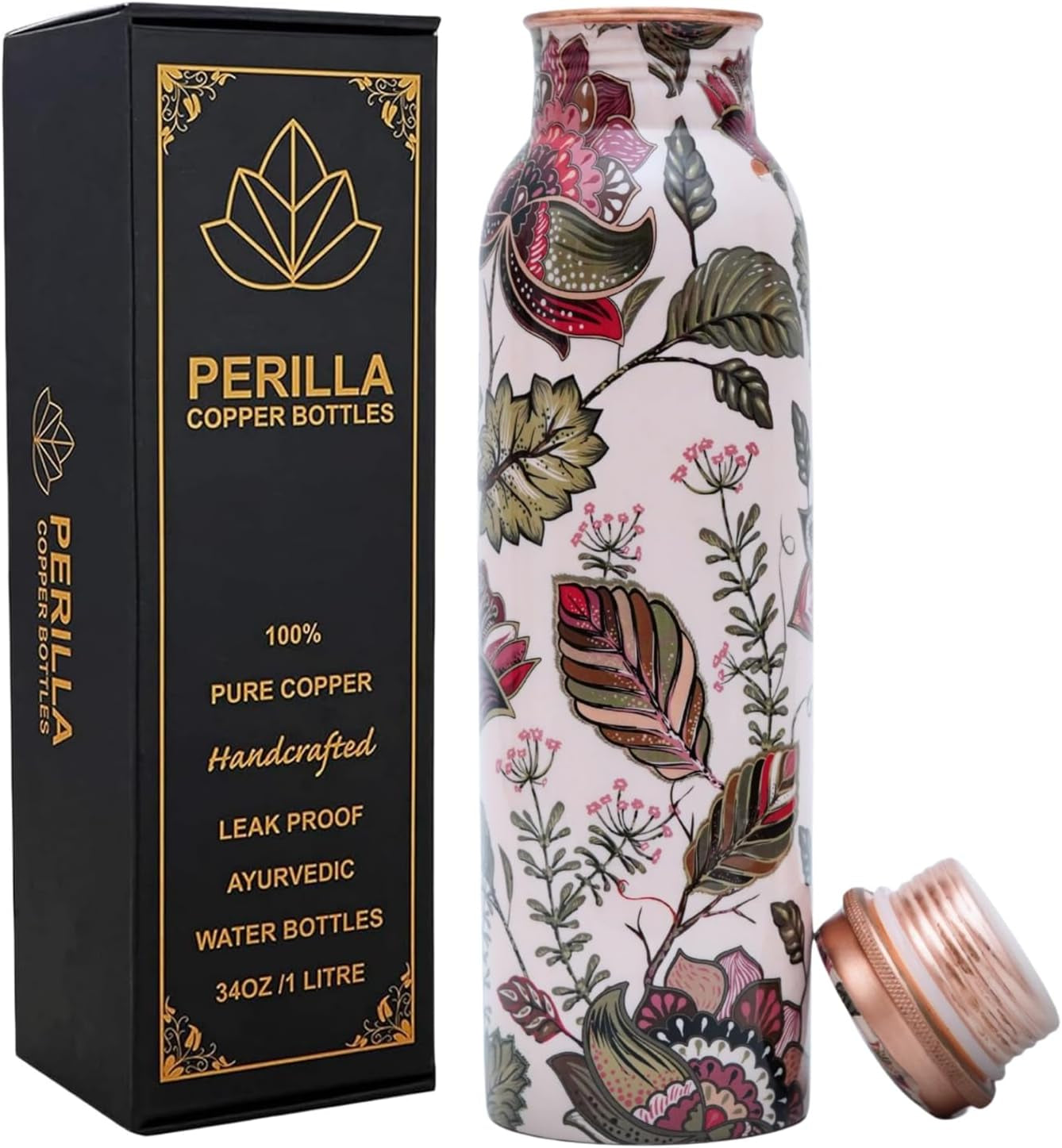 Mystic Copper Vessel – 34 oz Ayurvedic-Inspired Water Bottle 100% Pure Copper | Handcrafted | Leak-Proof |Ready to Go