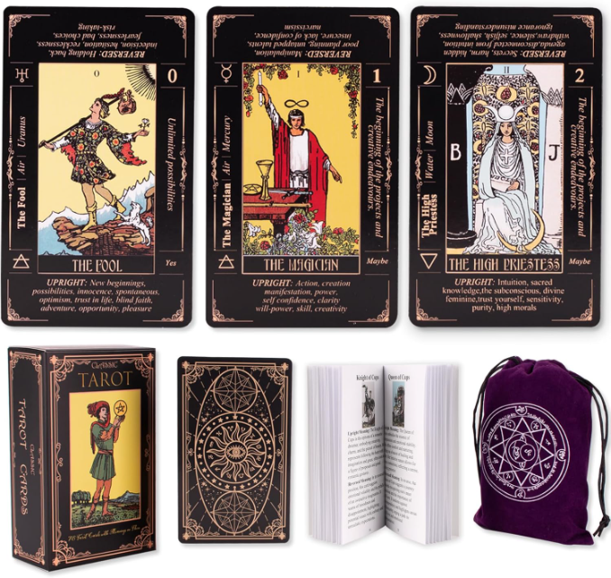 Beginner Tarot Deck | Rider–Waite Classic + Guidebook & Velvet Pouch