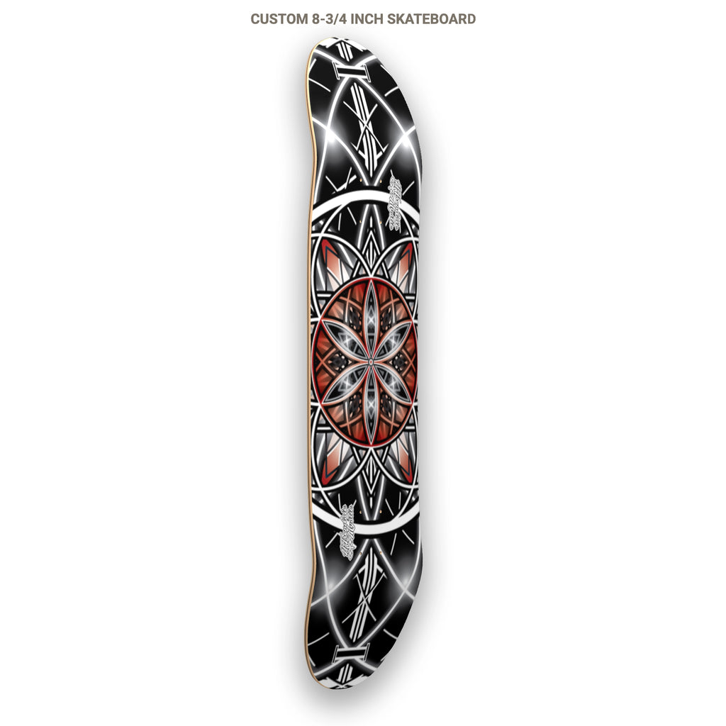 Rosarium Core sacred geometry skateboard deck in red black and white by NTrendSic Mystic