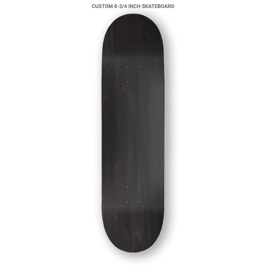 Black skateboard deck on a white background