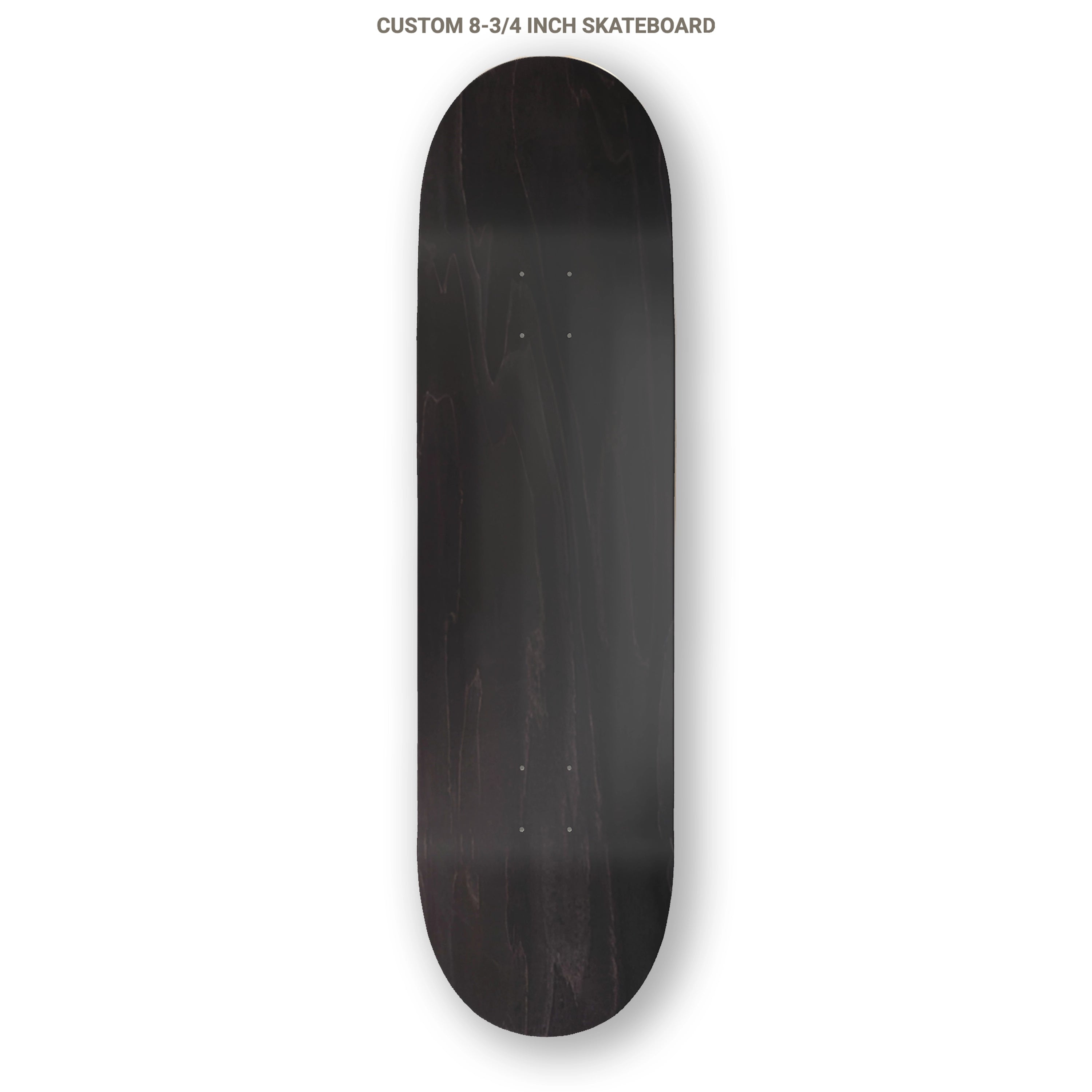 Black skateboard deck on a white background