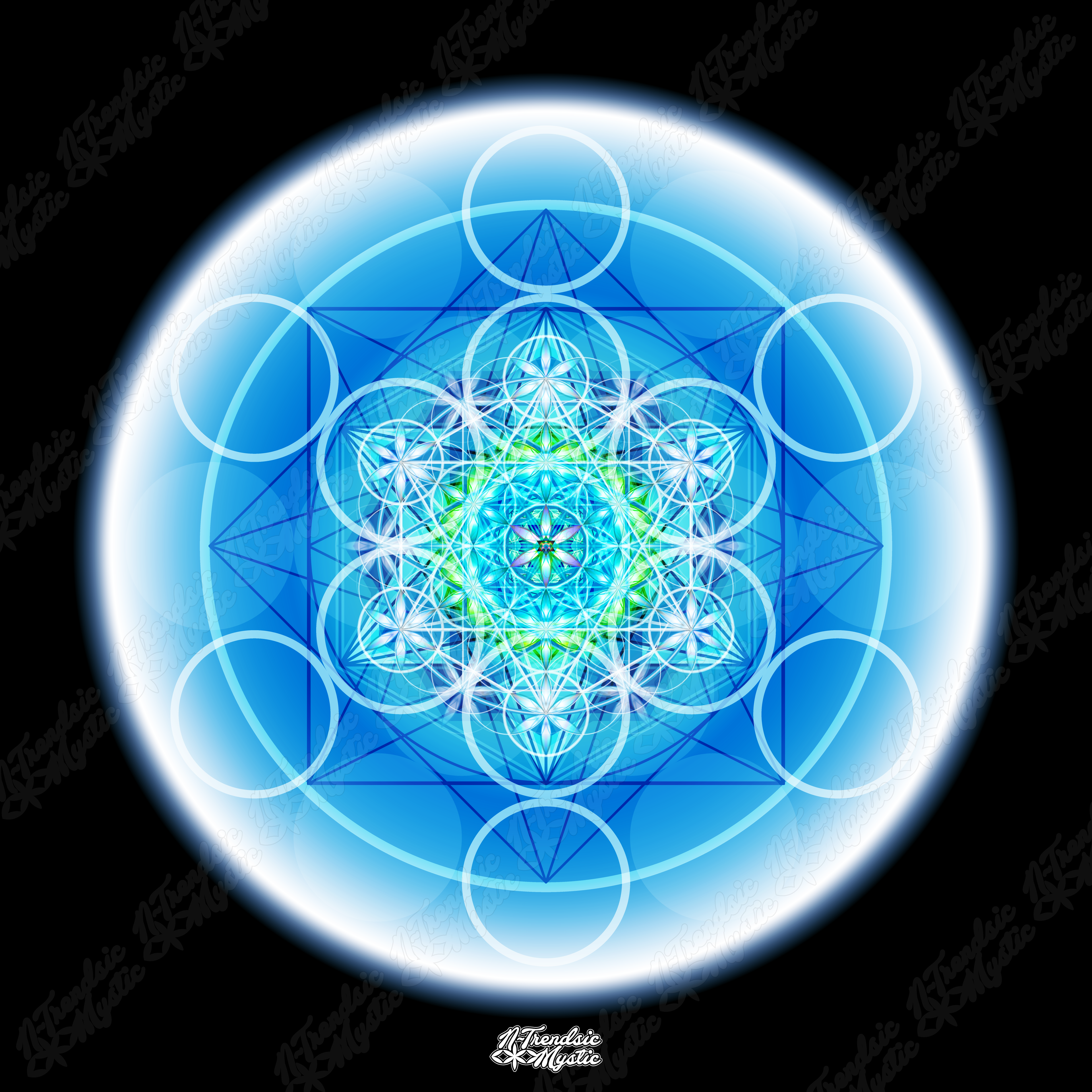 High-resolution sacred geometry digital artwork by NTrendSic Mystic — Sacred Nest Orb, mandala-style design for meditation, balance, and spiritual presence.