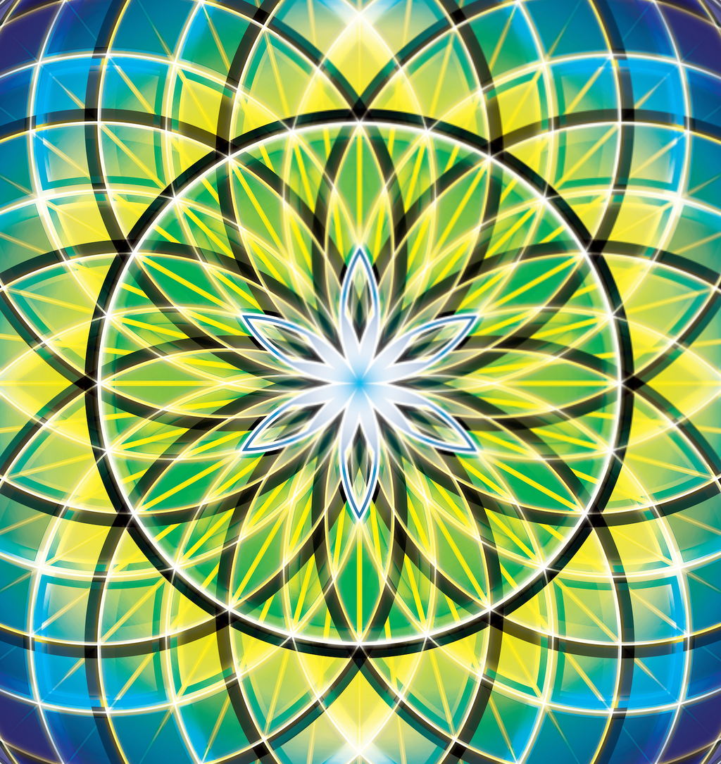 Golden Green Orb – Sacred Geometry - Wood Framed Mandala - Wall Tapestry - Home Decor - Perfect Gift