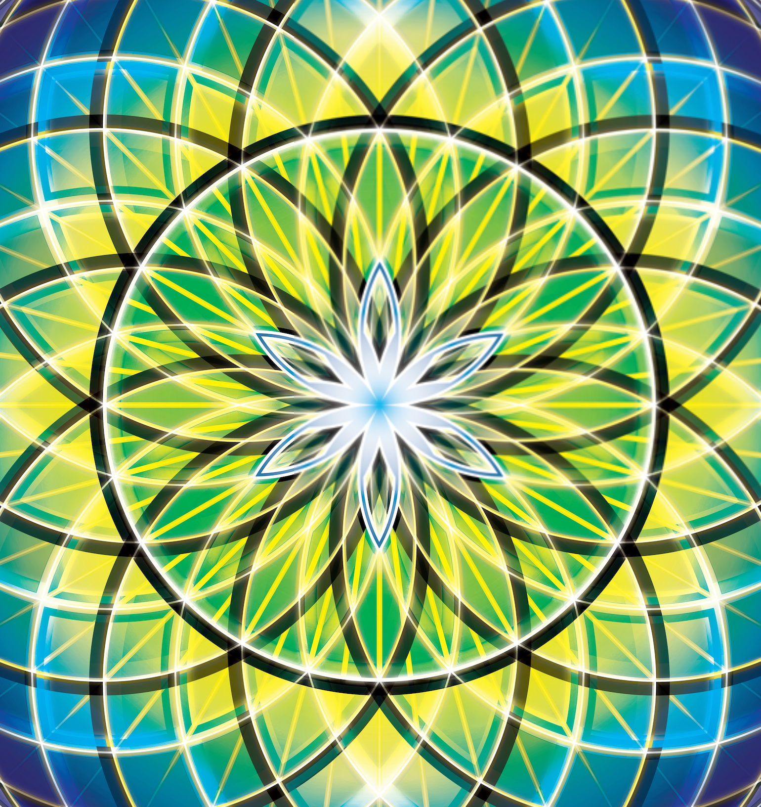 Golden Green Orb – Sacred Geometry - Wood Framed Mandala - Wall Tapestry - Home Decor - Perfect Gift