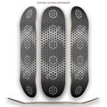 The Armory monochrome sacred geometry skateboard deck with repeating Flower of Life pattern on 7-ply Canadian maple, designed by NTrendSic Mystic.