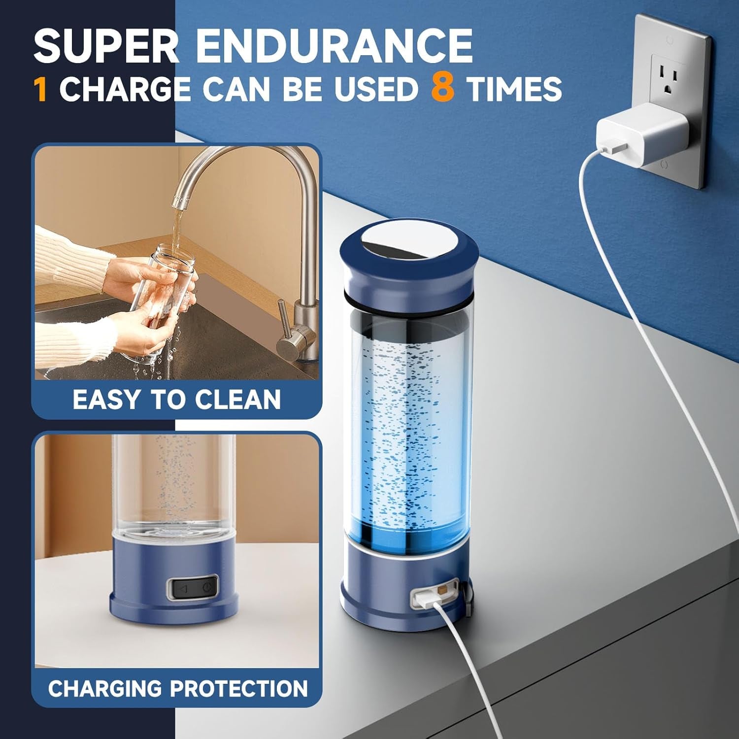 Hydrogen Water Bottle | 5-Min Smart Ionizer with SPE/PEM Tech
