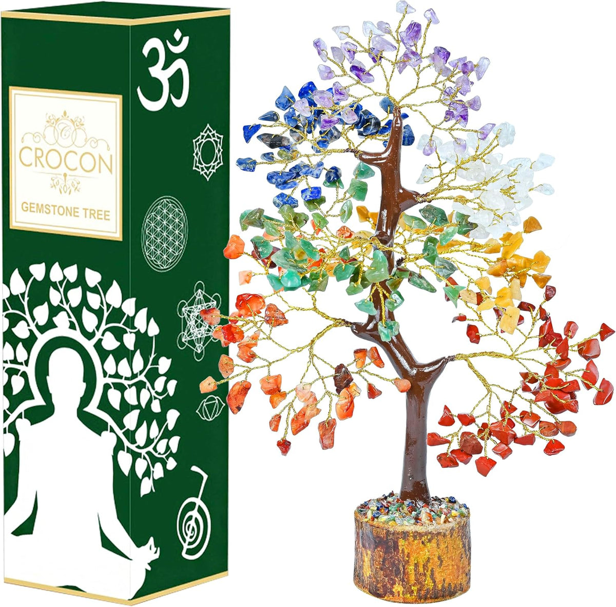 7 Chakra Tree of Life - Crystal Tree for Positive - Gemstone Tree - Seven Chakra Tree Spiritual Wisdom Feng Shui Tree Decor - Handmade - Healing Tree - Attract Good Luck & Charm Gift